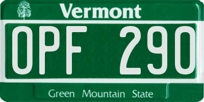VT license plate OPF290