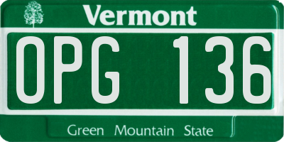 VT license plate OPG136