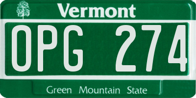 VT license plate OPG274