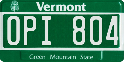 VT license plate OPI804