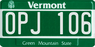 VT license plate OPJ106