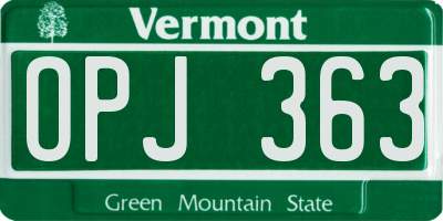 VT license plate OPJ363