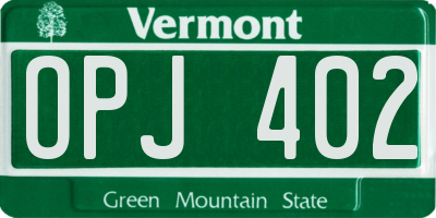 VT license plate OPJ402