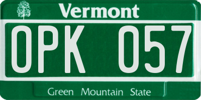VT license plate OPK057