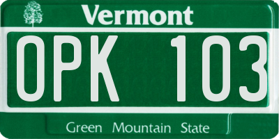 VT license plate OPK103