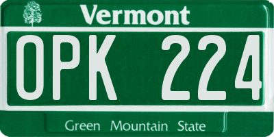 VT license plate OPK224