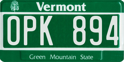 VT license plate OPK894
