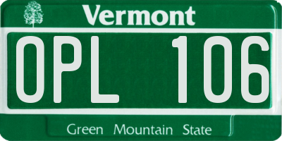 VT license plate OPL106