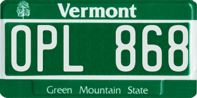 VT license plate OPL868
