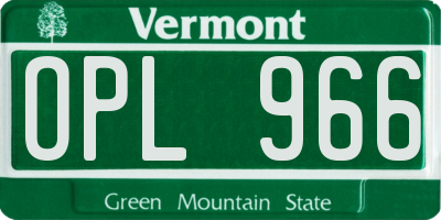 VT license plate OPL966
