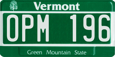 VT license plate OPM196