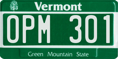 VT license plate OPM301