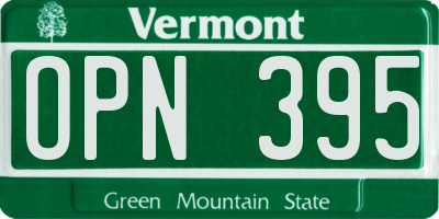 VT license plate OPN395