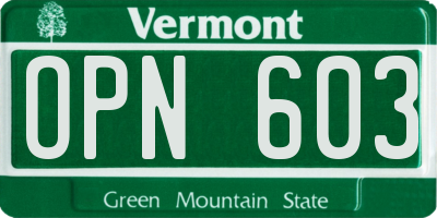 VT license plate OPN603