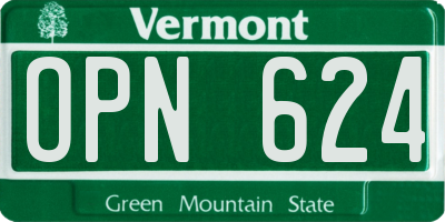 VT license plate OPN624