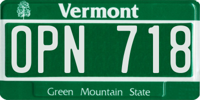 VT license plate OPN718