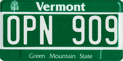 VT license plate OPN909