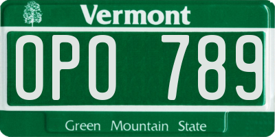 VT license plate OPO789