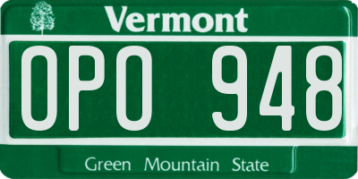 VT license plate OPO948