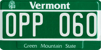VT license plate OPP060