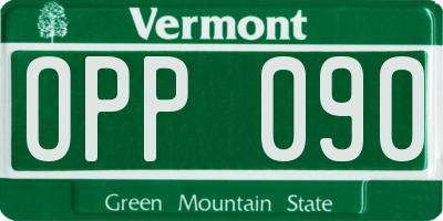VT license plate OPP090