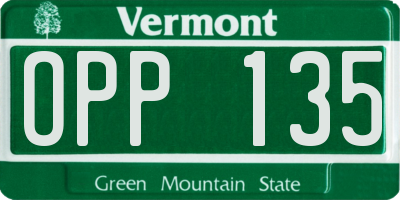 VT license plate OPP135