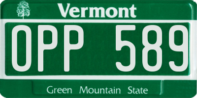 VT license plate OPP589