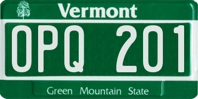 VT license plate OPQ201