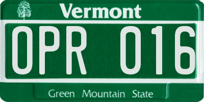 VT license plate OPR016