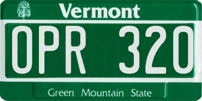 VT license plate OPR320
