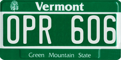 VT license plate OPR606
