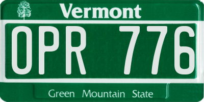 VT license plate OPR776