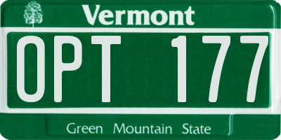 VT license plate OPT177