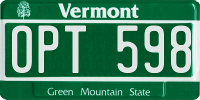 VT license plate OPT598