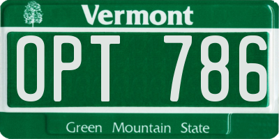 VT license plate OPT786