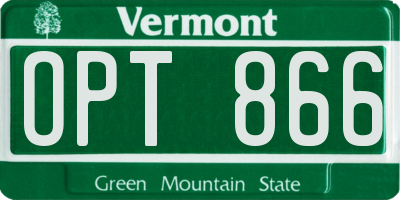 VT license plate OPT866