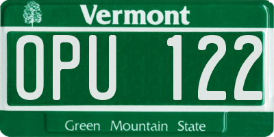 VT license plate OPU122