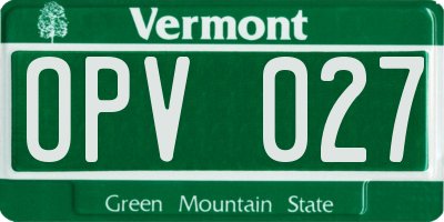 VT license plate OPV027