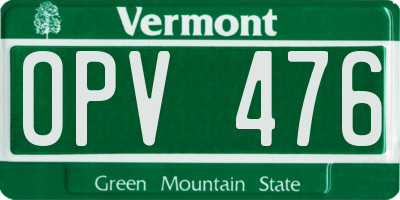 VT license plate OPV476