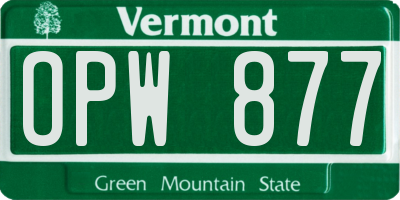 VT license plate OPW877