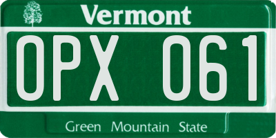 VT license plate OPX061