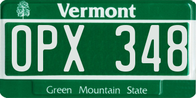 VT license plate OPX348