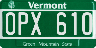 VT license plate OPX610