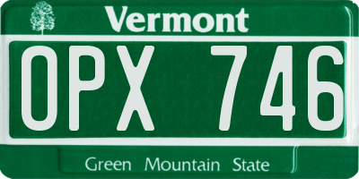 VT license plate OPX746