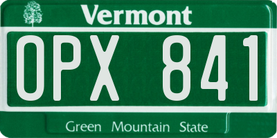 VT license plate OPX841