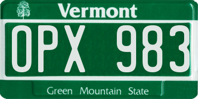 VT license plate OPX983