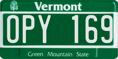VT license plate OPY169