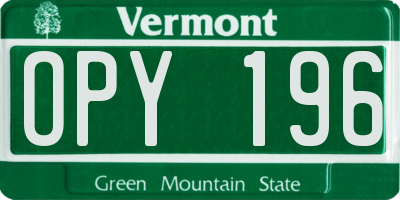 VT license plate OPY196