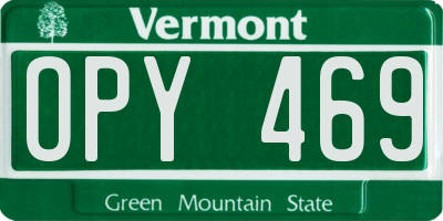 VT license plate OPY469