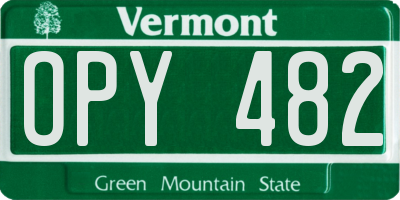 VT license plate OPY482
